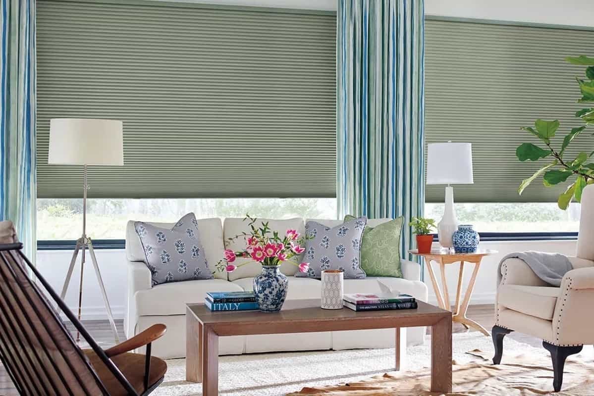Green and Blue Drapes from Hunter Douglas