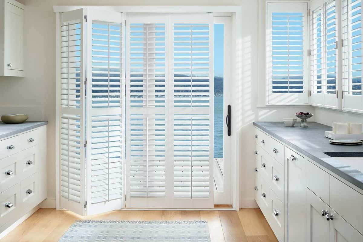 Durable Kitchen Window Treatments, Hunter Douglas Palm Beach™ Polysatin™ Shutters near Monroeville, Pennsylvania (PA)