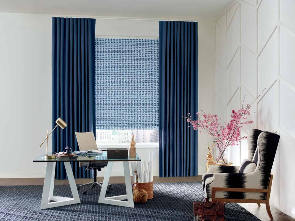 Vignette® Modern Roman Shades near Monroeville, Pennsylvania (PA) using prints on fabric shades.